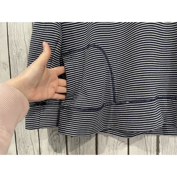 State of Mine Indiana Blue White Stripe Quarter Button Up Pullover Sweater Med - Picture 8 of 13